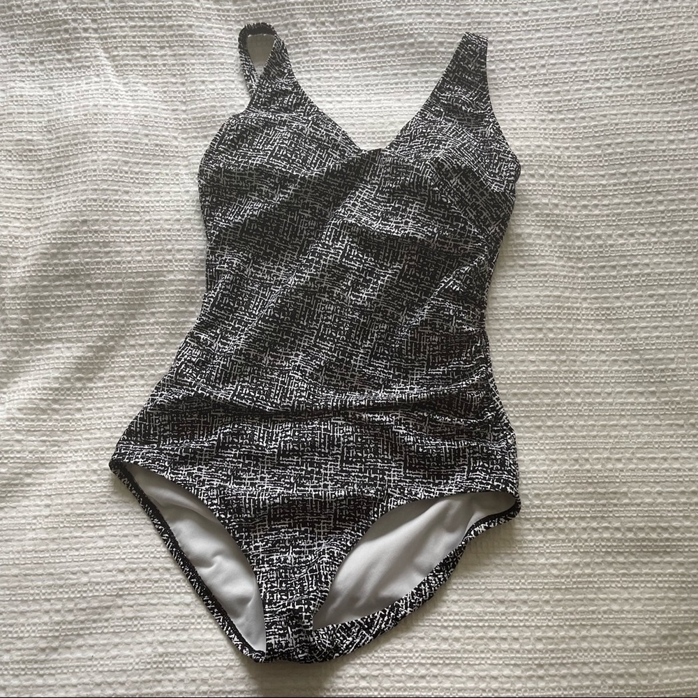 Black and White Speedo One Piece Bathing Suit